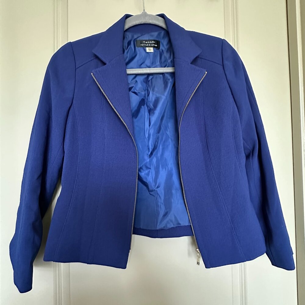Tahari Blazer, 10, Female, Peacock Blue (Zip Up)